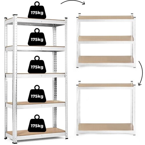  Stalak za pohranu 180x90x40 cm pocinčani čelik, 5 polica, kapacitet 875 kg ModernHome Cijene