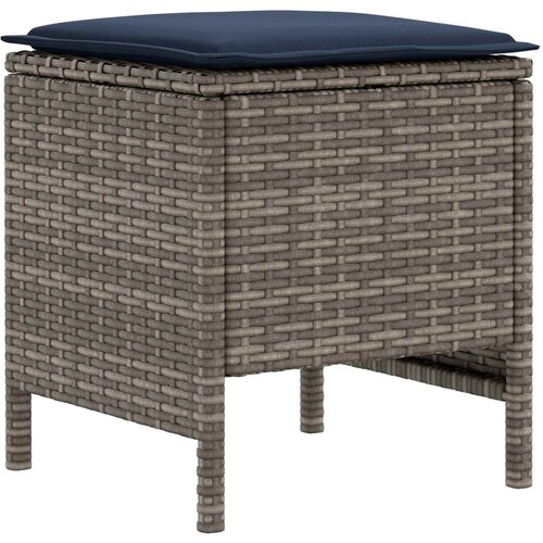  Vrtni otoman 2 Komad Siva i tamnoplava 38 x 38 x 45 cm PE ratan Slike