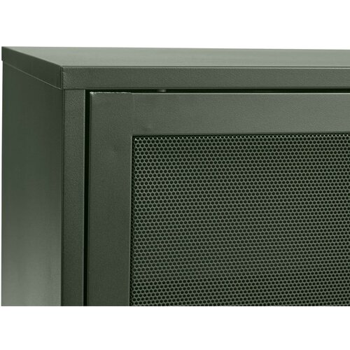 Unique Furniture Temno zelena kovinska nizka komoda z drsnimi vrati 160x75 cm Veep &amp;ndash; Slike
