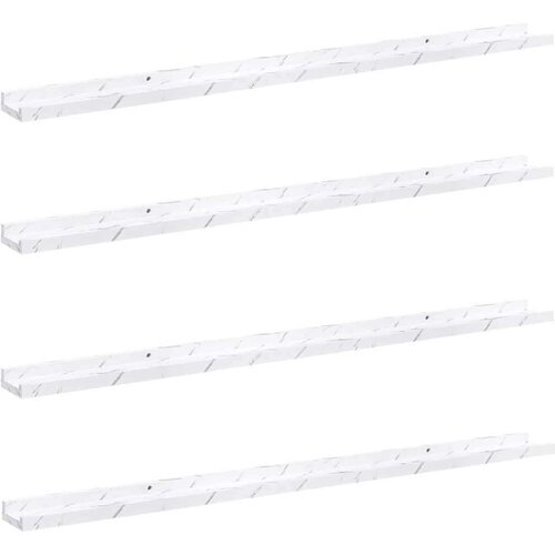  Polica na zidu s policom 4 pcs Bijeli mramor 115 x 9 x 3 cm Slike
