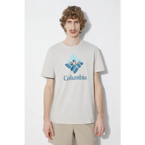 Columbia Pamučna majica boja: bež, s tiskom