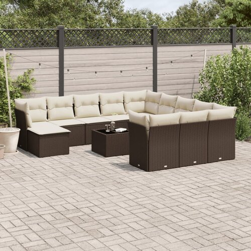  13-dijelni set vrtnih sofa poliratan s jastucima svijetlosivi Slike