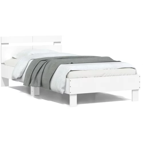  Okvir za krevet s uzglavljem i LED svjetlima bijeli 100x200 cm