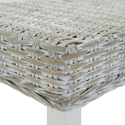  Klupa bijela 160x35x45 cm prirodni kubu ratan i masivno drvo mahagonij - Bijela Slike
