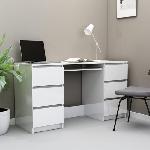vidaXL pisaći stol visoki sjaj bijeli 140 x 50 x 77 cm od iverice Cijene