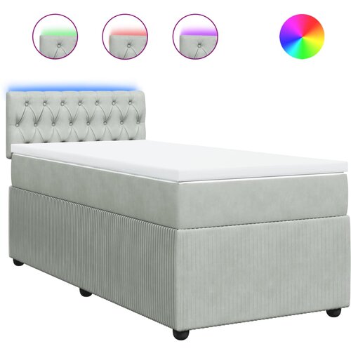 vidaXL Box spring postelja z vzmetnico svetlo siva 80x200 cm žamet, (21304912) Cene