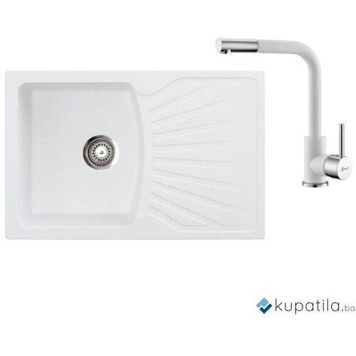  Sudoper bijeli xGranit Quadro+baterija LUX Metalac Cijene