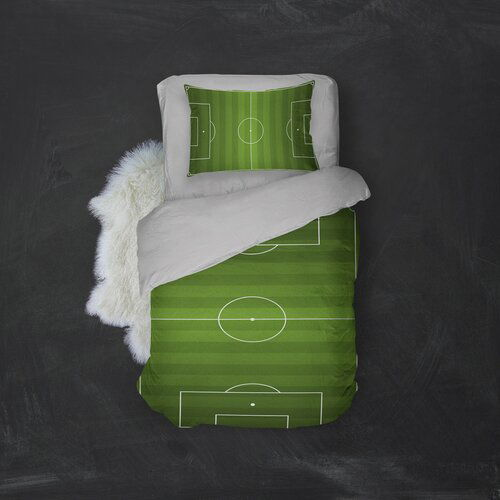 MEY HOME posteljina fudbalski teren 3D 160x220 cm zeleno-bela Slike