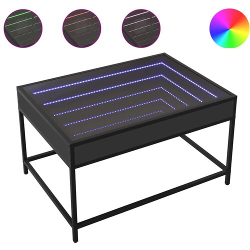 vidaXL Klubska mizica z neskončnimi LED črna 70x50x41 cm Cene