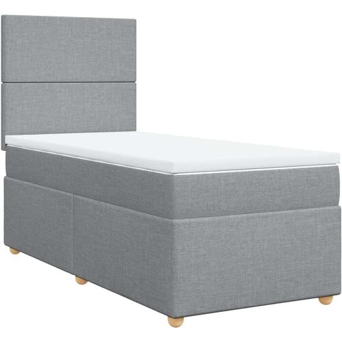 VidaXL Okvir kreveta s oprugama i madrac svjetlosivi 80x200cm tkanina Slike