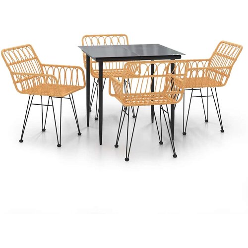  5-dijelni vrtni blagovaonski set od poliratana Smeđa 80 x 80 x 74 cm Slike
