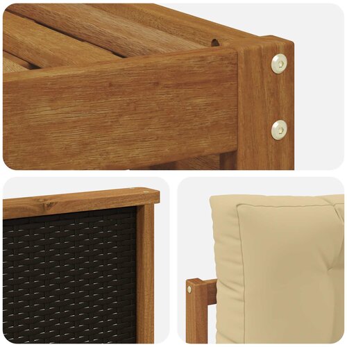  Set vanjskih sofa 10 kom. Prirodna i bež Čvrsto drvo akacije Smeđa Slike