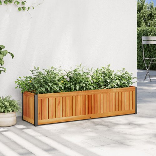 vidaXL Vrtno cvetlično korito 110x30x27,5 cm akacijev les in jeklo Cene