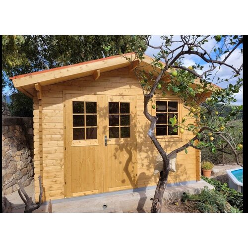 Male kuće Drvena vrtna kuća MATTI 360 &amp;times; 300 cm sa &amp;scaron;indrom Slike