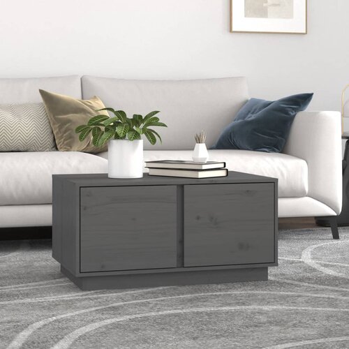 The Living Store Klubska mizica siva 80&amp;times;50&amp;times;40 cm trdna borovina - Klubska Mizica, (21574018) Slike