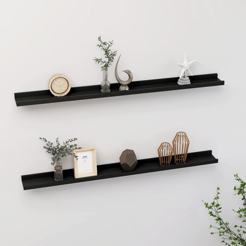 VidaXL Stenska polica 2 kosa črna 100x9x3 cm Slike