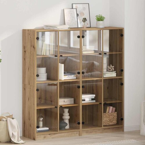 vidaXL Visok predalnik 2 pcs Umetni hrast 136 x 37 x 142 cm Cene