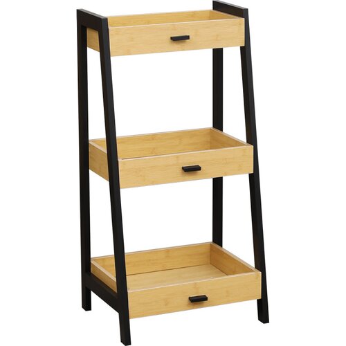 Tendance CEBU Kupatilski stalak sa 3 POLICE 90X45X35CM MDF/BAMBUS Crna Cene