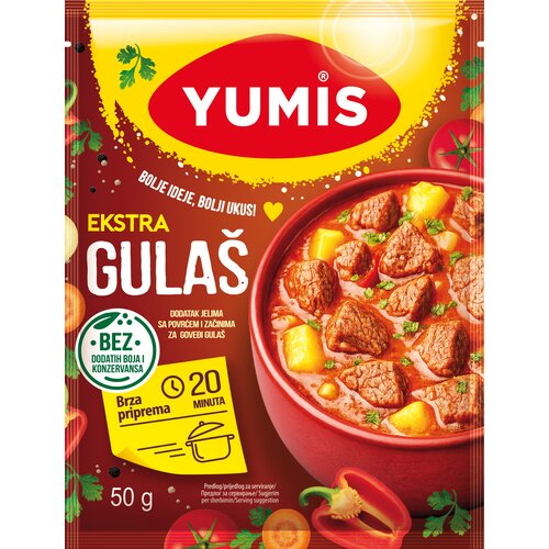 Yumis Dodatak jelima sa povrcem i zacinima za Goveđi gula&amp;scaron;, 50g Slike