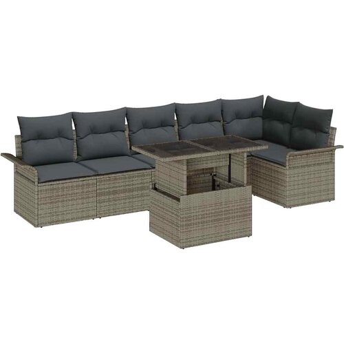  Sjedeća garnitura za vrt 7 kom. Siva [Sintetički]: Poli Ratan 297,5 x 132,5 x 85 cm Slike