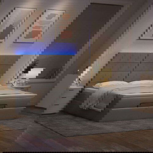 vidaXL Otomanski okvir kreveta s madraca smeđesivi 140x200cm tkanine Cijene