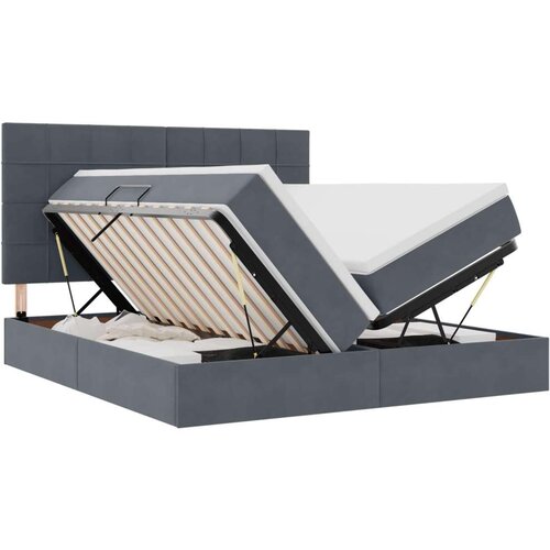  Krevet s od storage s madracem Tamno siva 200 x 200 cm Bar&amp;scaron;un - Tamno siva 200 x 200 cm Blok sa kvadratićima Slike