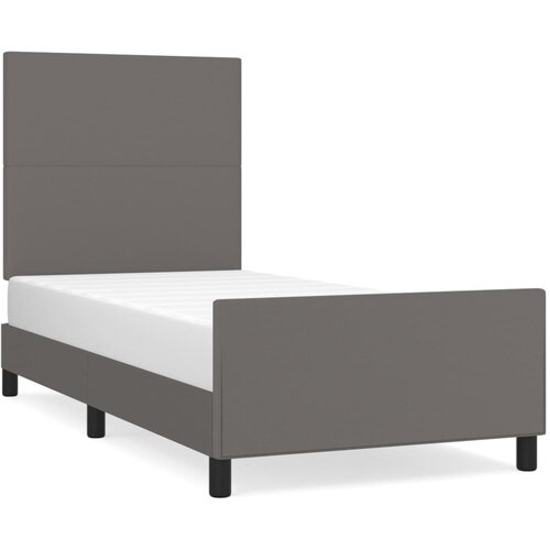 Maison Chic Posteljni okvir - Enojna postelja - Postelja za odrasle z vzglavjem siv 100x200 cm umetno usnje-J9653, (21762231) Slike