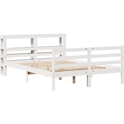 vidaXL Posteljni okvir z vzglavjem bel 120x200 cm trdna borovina, (21292260) Cene