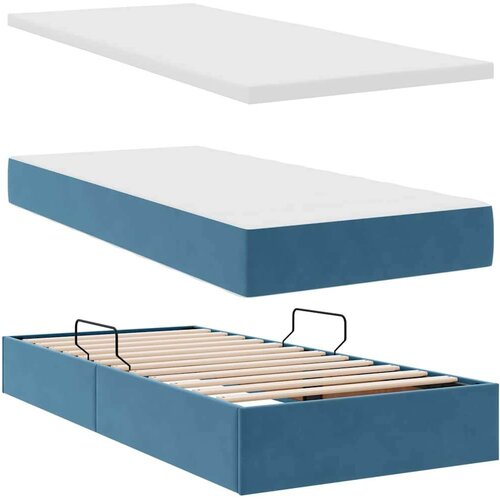  Krevet s od storage s madracem Tamno plava 200 x 200 cm Bar&amp;scaron;un Slike