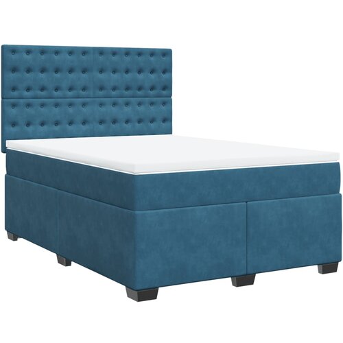 vidaXL Box spring postelja z vzmetnico modra 140x200 cm žamet, (21307659) Cene