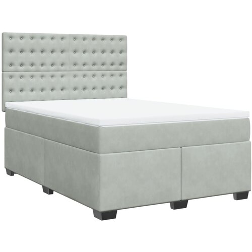 VidaXL Box spring postelja z vzmetnico svetlo siva 140x200 cm žamet, (21310785) Slike