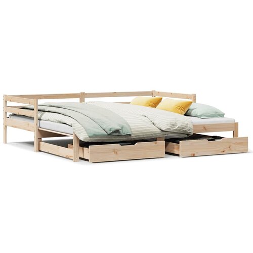 VidaXL Dnevni krevet s ladicama bez madraca 90x200 cm masivno drvo Slike