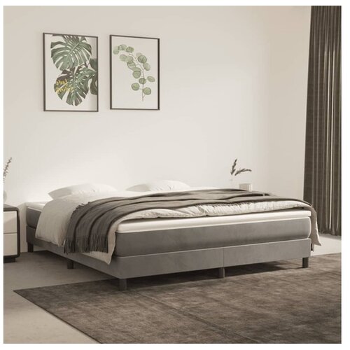  Box spring postelja z vzmetnico svetlo siva 180x200 cm žamet Cene