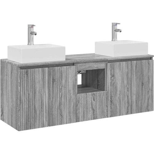  Set ormarića za kupaonicu 3 kom. Siva Sonoma 129 x 41 x 79.5 cm Slike