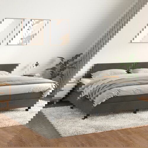 The Living Store Box spring postelja z vzmetnico temno siva 160x200 cm žamet - Box Spring Postelja, (21489472) Cene