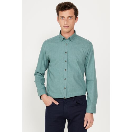 AC&Co / Altınyıldız Classics Men's Khaki Slim Fit Slim Fit Buttoned Collar Flannel Lumberjack Winter Shirt Cene