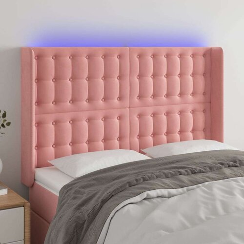  LED posteljno vzglavje roza 147x16x118/128 cm žamet, (20932729) Cene