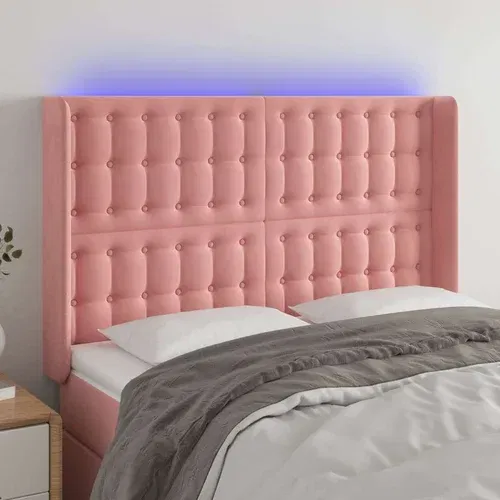  LED posteljno vzglavje roza 147x16x118/128 cm žamet, (20932729)