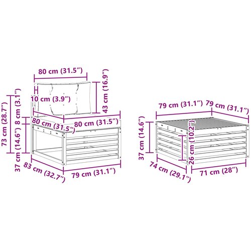  Set vanjskih sofa 9 kom. Bijela i krem Poliester 79 x 79 x 37 cm Slike