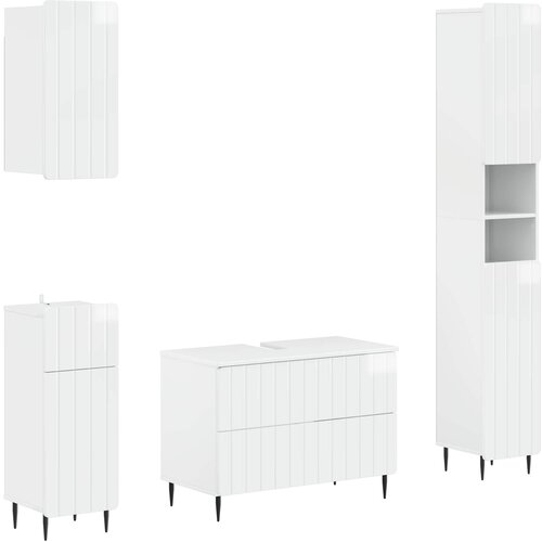  Set kupaonskih ormara od 4 dijela ZWOLLE Bijela visokog sjaja Cene