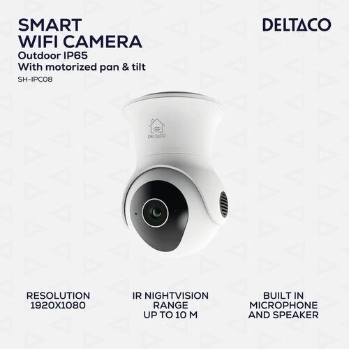 Deltaco SMART HOME Vanjska WiFi Kamera s Pokretnim Mehanizmom, IP65, 2MP, Senzor Pokreta, Bijela Cijene