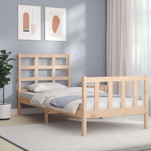  Okvir za krevet s uzglavljem 100x200 cm od masivnog drva Slike