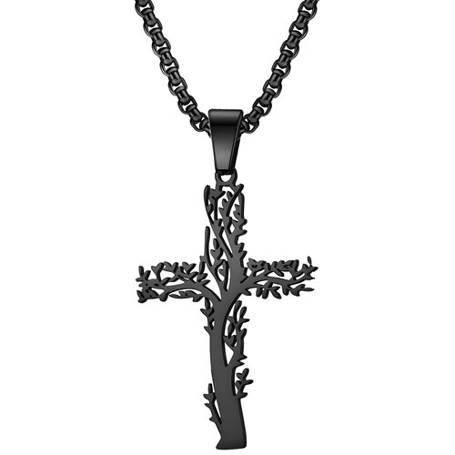 IZMAEL Ogrlica Tree Cross - Črna Cene