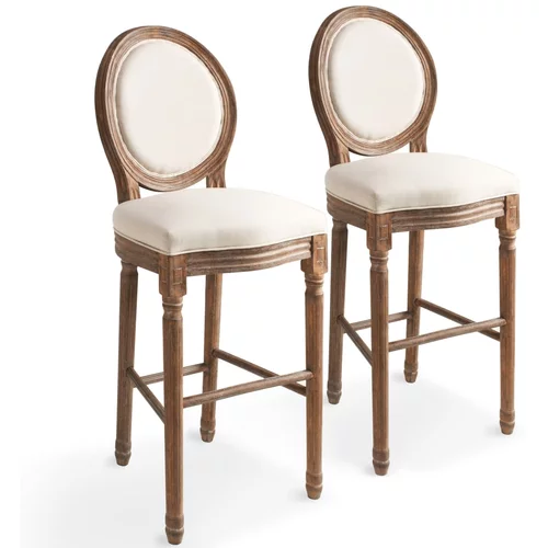  Barske stolice od bijele tkanine 2 kom
