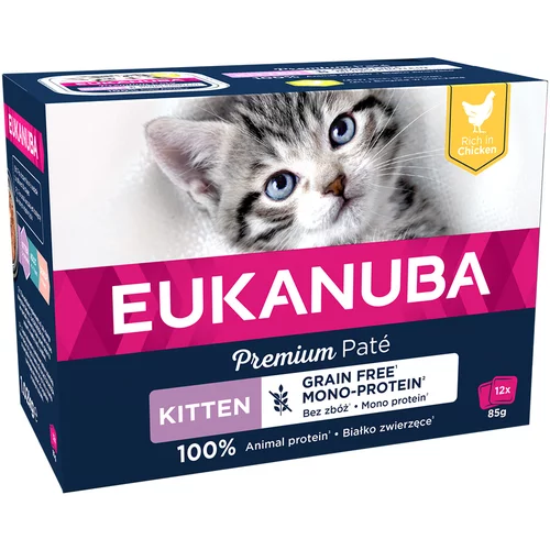 Eukanuba 20 + 4 gratis! Adult Grain Free 24 x 85 g - Piletina Kitten