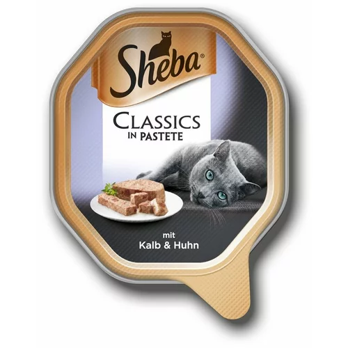 Sheba Mega pakiranje pladnji 22 x 85 g - Classics v pašteti teletina in piščanec