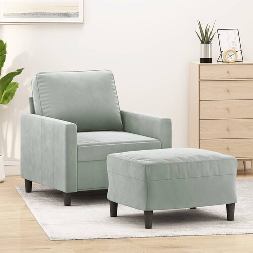  The Living Store Fotelj s stolčkom za noge svetlo siv 60 cm žamet - Kavč S Stolčkom Za Noge, (21485112) Cene