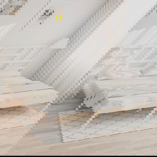 The Living Store Posteljni okvir bel iz trdnega lesa 200x200 cm - Posteljni Okvir, (21524622) Slike