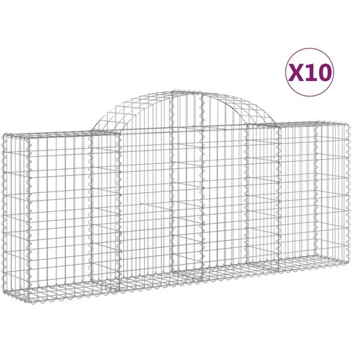  Lučne gabionske ko&amp;scaron;are 10 kom 200x30x80/100cm pocinčano željezo Slike