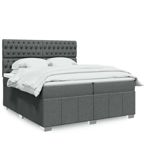 VidaXL Krevet s oprugama i madracem tamnosivi 200 x 200 cm od tkanine Slike